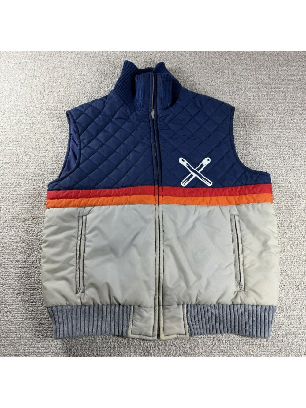Vintage Montgomery Ward Quilted Puffer Vest Multicolor Men’s Size Large